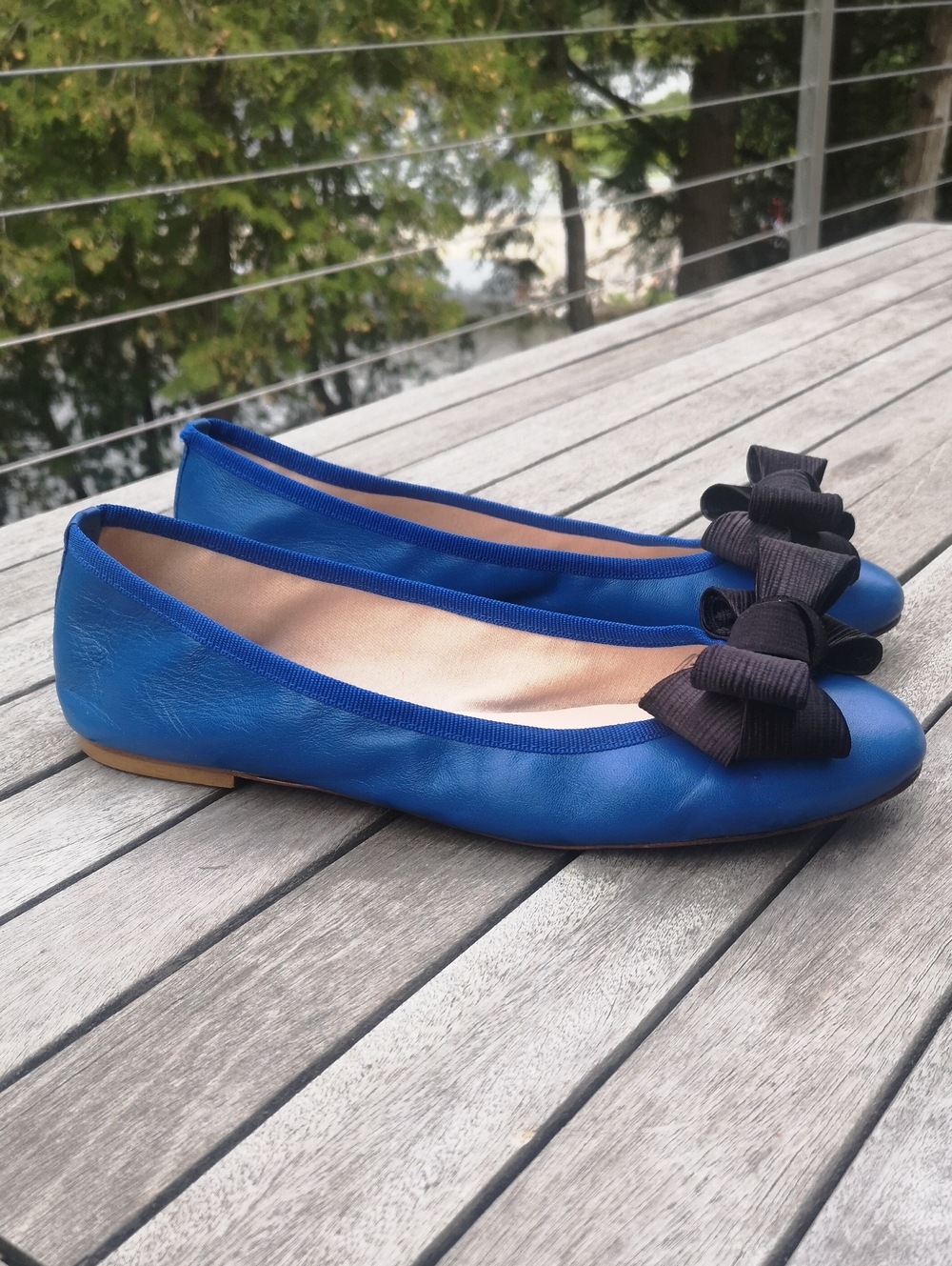 Ballerette blue leather ballerina flats